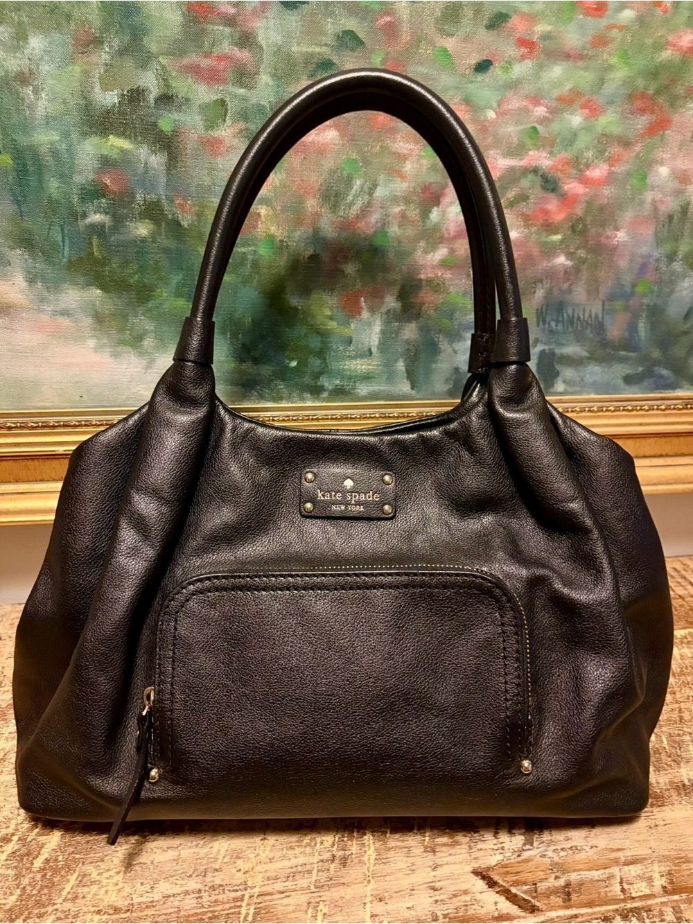 Kate Spade Baxter Street Stevie Black Soft Leather Shoulder Bag Gorgeous & Hip!